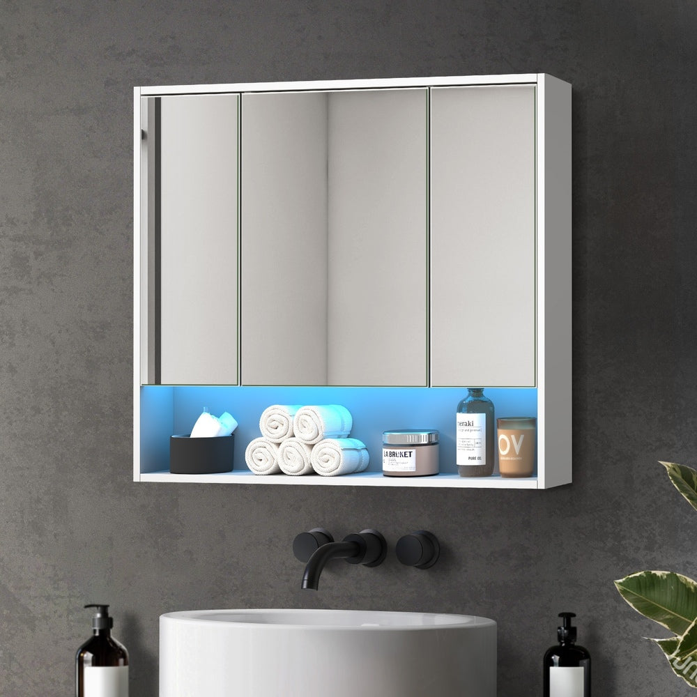 Welba Bathroom Mirror Cabinet LED Wall Storage 900x750mm-Bathroom Cabinet-PEROZ Accessories