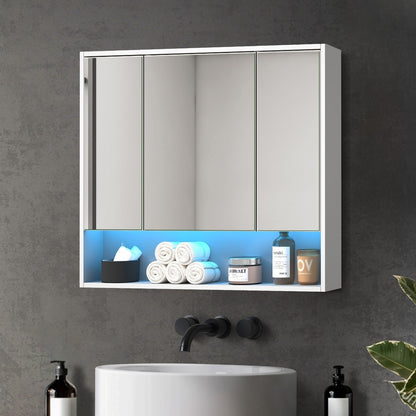 Welba Bathroom Mirror Cabinet LED Wall Storage 900x750mm-Bathroom Cabinet-PEROZ Accessories