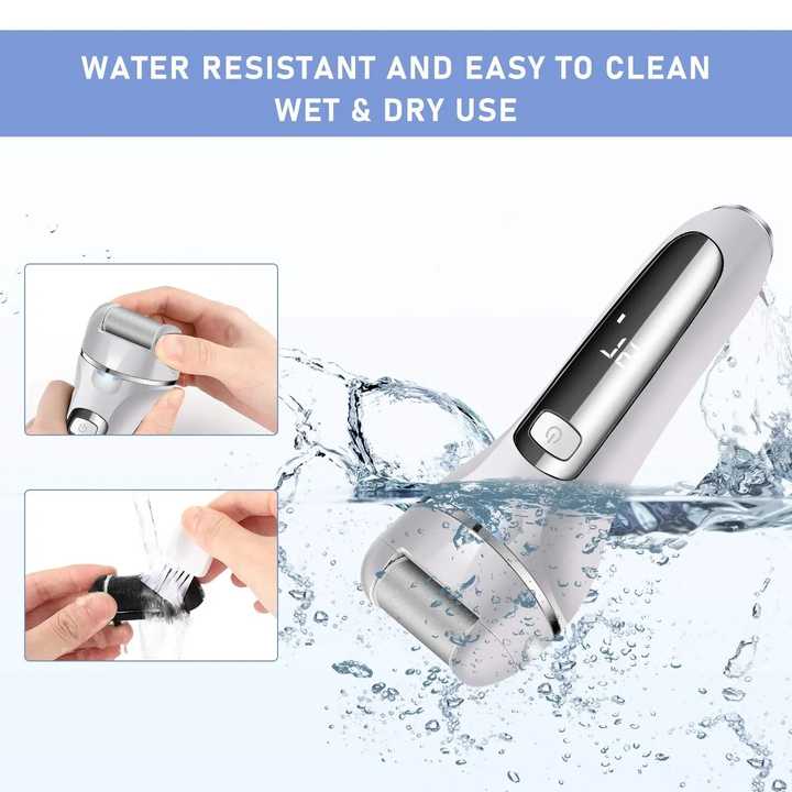 White 3 Pcs Suit Electric Foot Callus Remover with LCD Display | Waterproof Pedicure Set | Dual-Speed Dead Skin Exfoliator for Smooth Feet-Foot Care-PEROZ Accessories