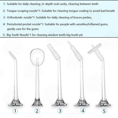 White 300ML Cordless Water Flosser with 5 Nozzles - Rechargeable Portable Oral Irrigator-Oral Care-PEROZ Accessories