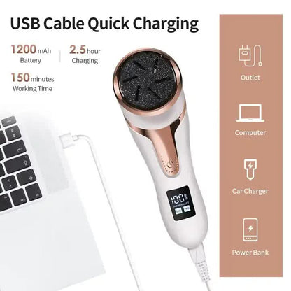 White Electric Foot Callus Remover - Rechargeable Waterproof Pedicure Tool with Automatic Dead Skin Removal-Foot Care-PEROZ Accessories