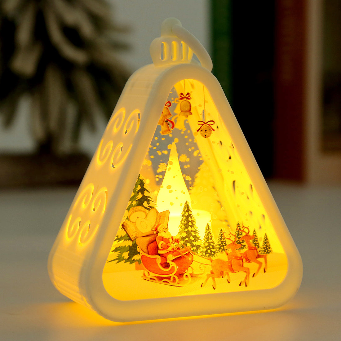 White Elk Charming Christmas Scene Mini Lanterns (Set of 3) - Battery Operated LED Lights for a Cozy Holiday Glow-Occasions > Christmas > Christmas Decorations-PEROZ Accessories