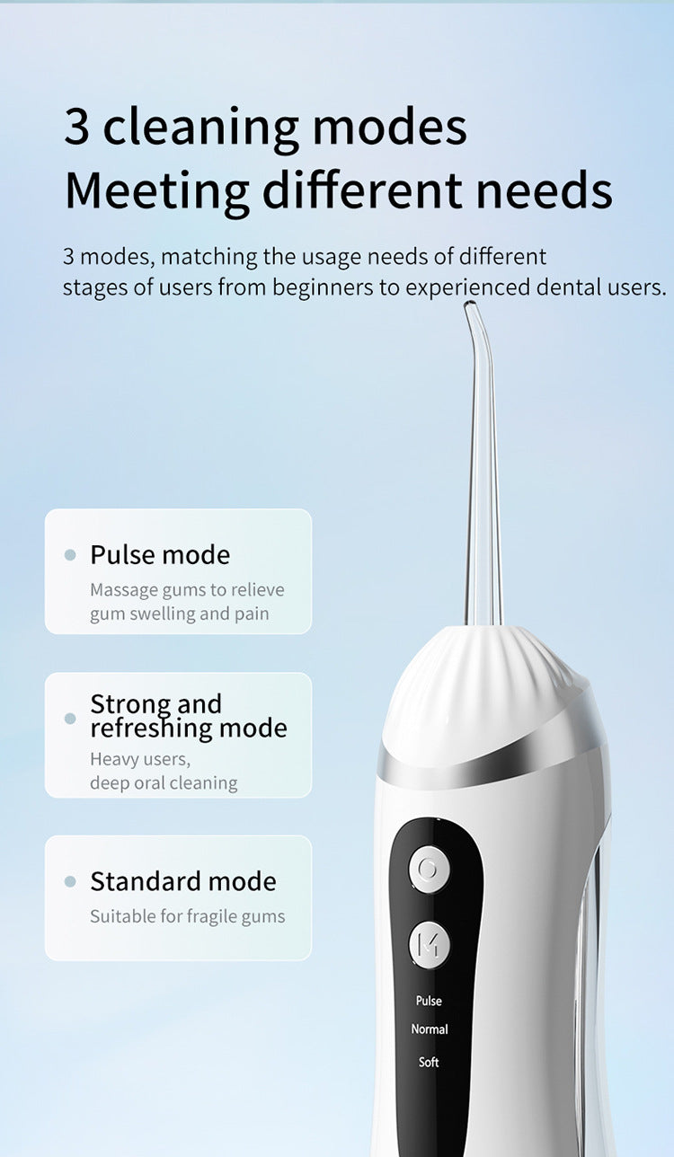 White Portable Ultrasonic Oral Irrigator with 3 Cleaning Modes Smart Teeth Cleaning Machine-Oral Care-PEROZ Accessories