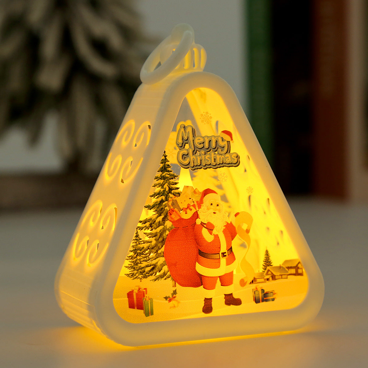 White Santa Claus Charming Christmas Scene Mini Lanterns (Set of 3) - Battery Operated LED Lights for a Cozy Holiday Glow-Occasions > Christmas > Christmas Decorations-PEROZ Accessories