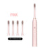 X-3 Sonic Electric Toothbrush, 4 Replacement Brush Heads, and USB Charging Cable - Sleek Pink Design-Oral Care-PEROZ Accessories