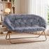 Artiss Double Saucer Chair Soft Faux Fur Lounge Foldable Oversize Chair for Bedroom Grey-Furniture > Bar Stools & Chairs > Arm Chairs & Recliners-PEROZ Accessories