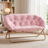 Artiss Double Saucer Chair Soft Faux Fur Lounge Foldable Oversize Chair for Bedroom Pink-Furniture > Bar Stools & Chairs > Arm Chairs & Recliners-PEROZ Accessories