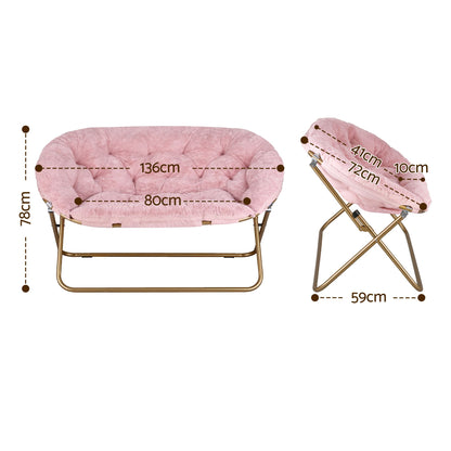 Artiss Double Saucer Chair Soft Faux Fur Lounge Foldable Oversize Chair for Bedroom Pink-Furniture > Bar Stools &amp; Chairs > Arm Chairs &amp; Recliners-PEROZ Accessories