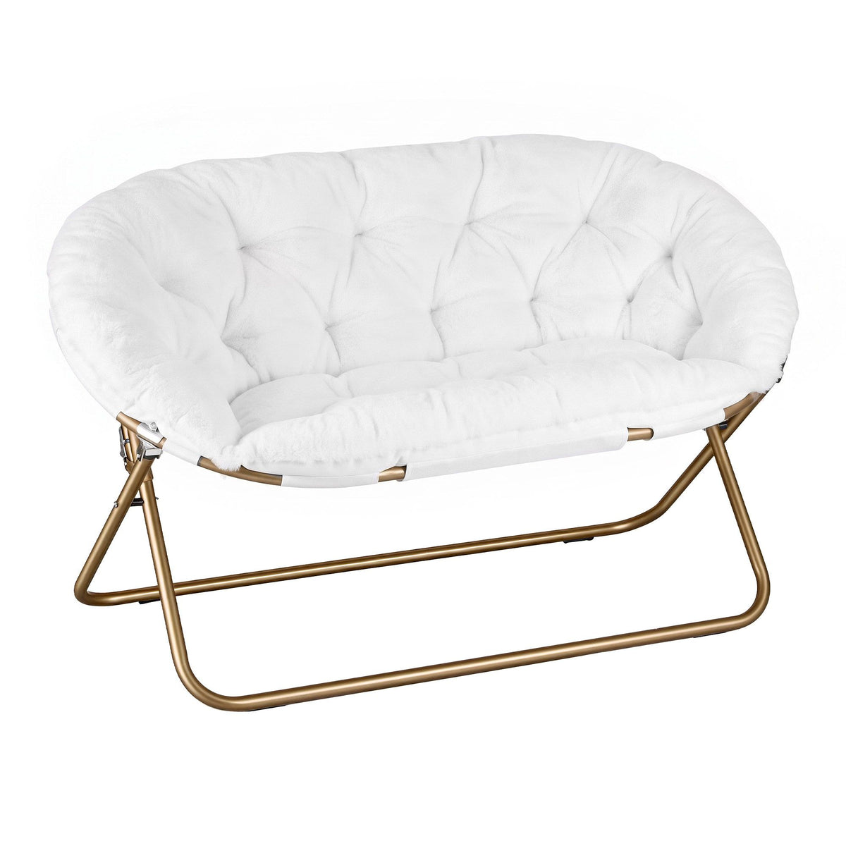 Artiss Double Saucer Chair Soft Faux Fur Lounge Foldable Oversize Chair for Bedroom White-Furniture > Bar Stools &amp; Chairs > Arm Chairs &amp; Recliners-PEROZ Accessories