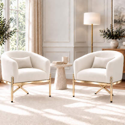 Artiss Armchair Velvet Lounge Accent Chair Nursing Sofa White, Single Sofa Armchair for Living Room, Bedroom, Office and Vanity.-Furniture > Bar Stools &amp; Chairs > Arm Chairs &amp; Recliners-PEROZ Accessories