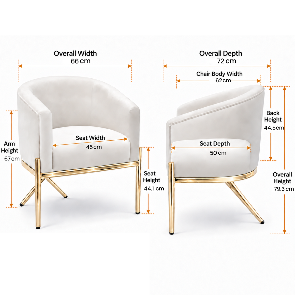 Artiss Armchair Velvet Lounge Accent Chair Nursing Sofa White, Single Sofa Armchair for Living Room, Bedroom, Office and Vanity.-Furniture > Bar Stools &amp; Chairs > Arm Chairs &amp; Recliners-PEROZ Accessories