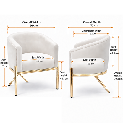 Artiss Armchair Velvet Lounge Accent Chair Nursing Sofa White, Single Sofa Armchair for Living Room, Bedroom, Office and Vanity.-Furniture > Bar Stools &amp; Chairs > Arm Chairs &amp; Recliners-PEROZ Accessories