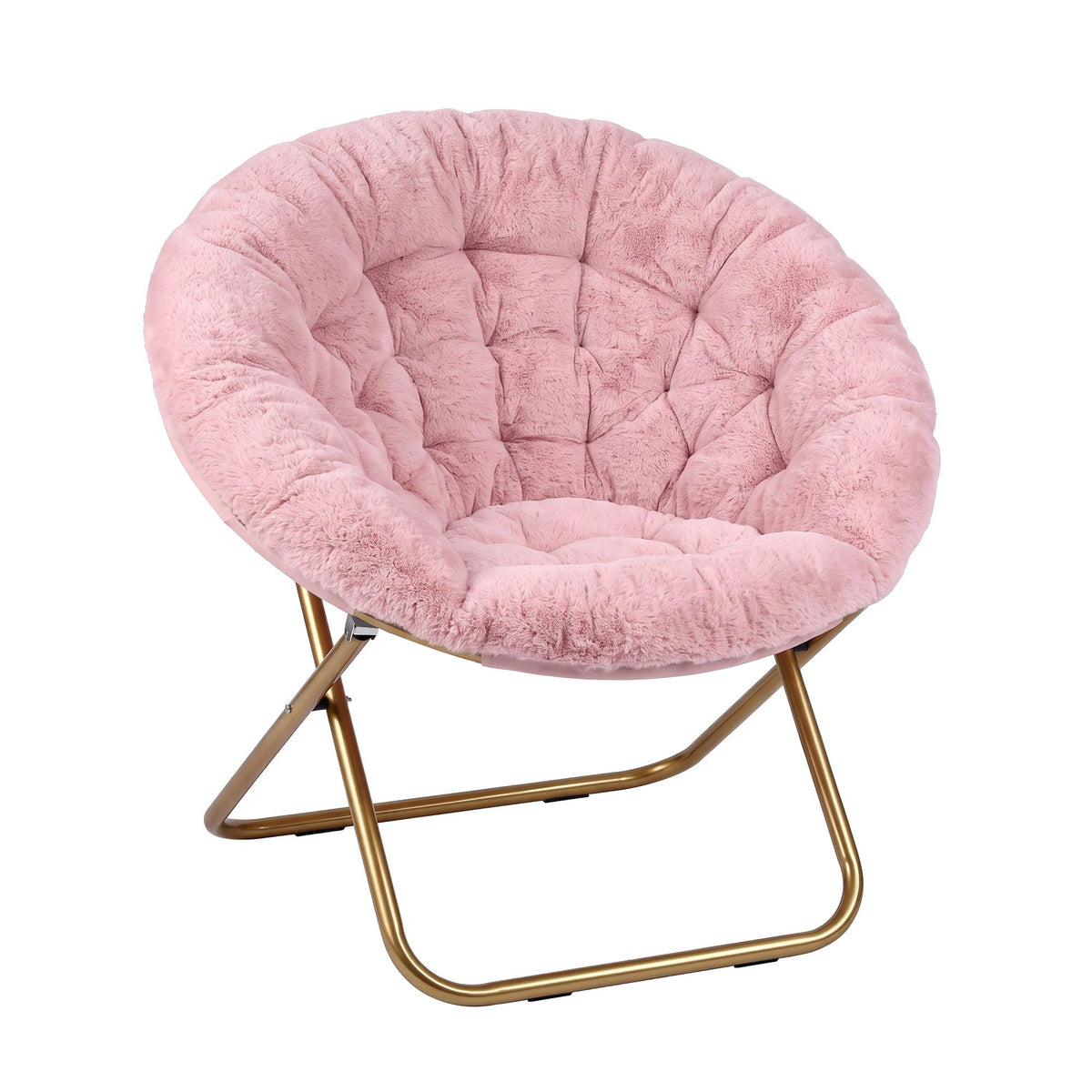 Artiss Cozy Saucer Chair Soft Faux Fur Folding Accent Chair for Bedroom Pink-Furniture > Bar Stools &amp; Chairs > Arm Chairs &amp; Recliners-PEROZ Accessories