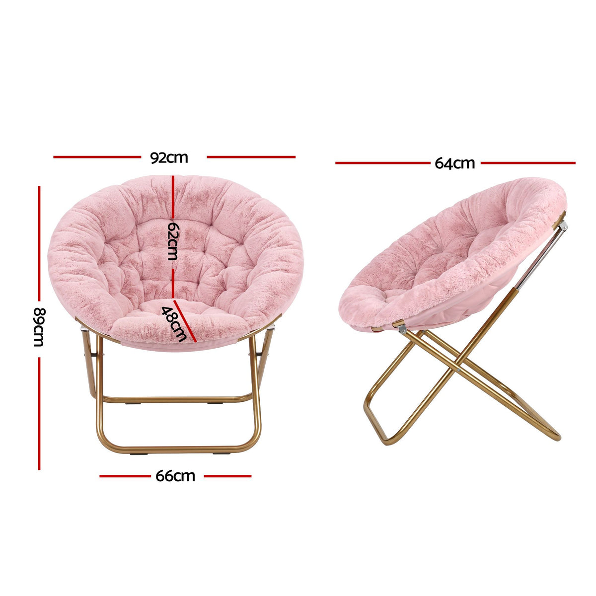 Artiss Cozy Saucer Chair Soft Faux Fur Folding Accent Chair for Bedroom Pink-Furniture > Bar Stools &amp; Chairs > Arm Chairs &amp; Recliners-PEROZ Accessories
