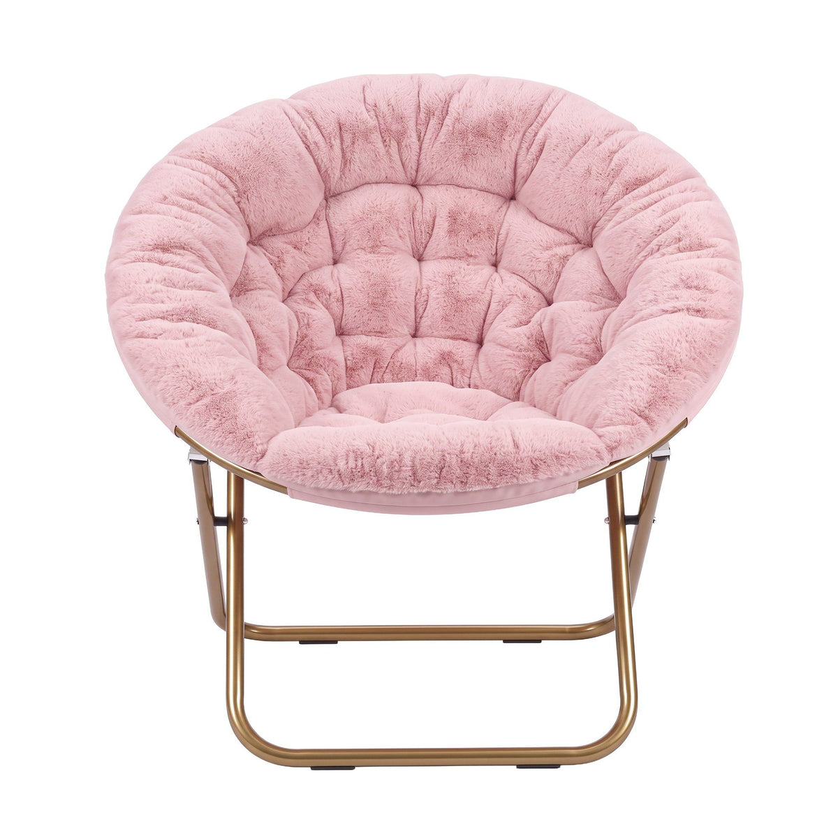 Artiss Cozy Saucer Chair Soft Faux Fur Folding Accent Chair for Bedroom Pink-Furniture > Bar Stools &amp; Chairs > Arm Chairs &amp; Recliners-PEROZ Accessories