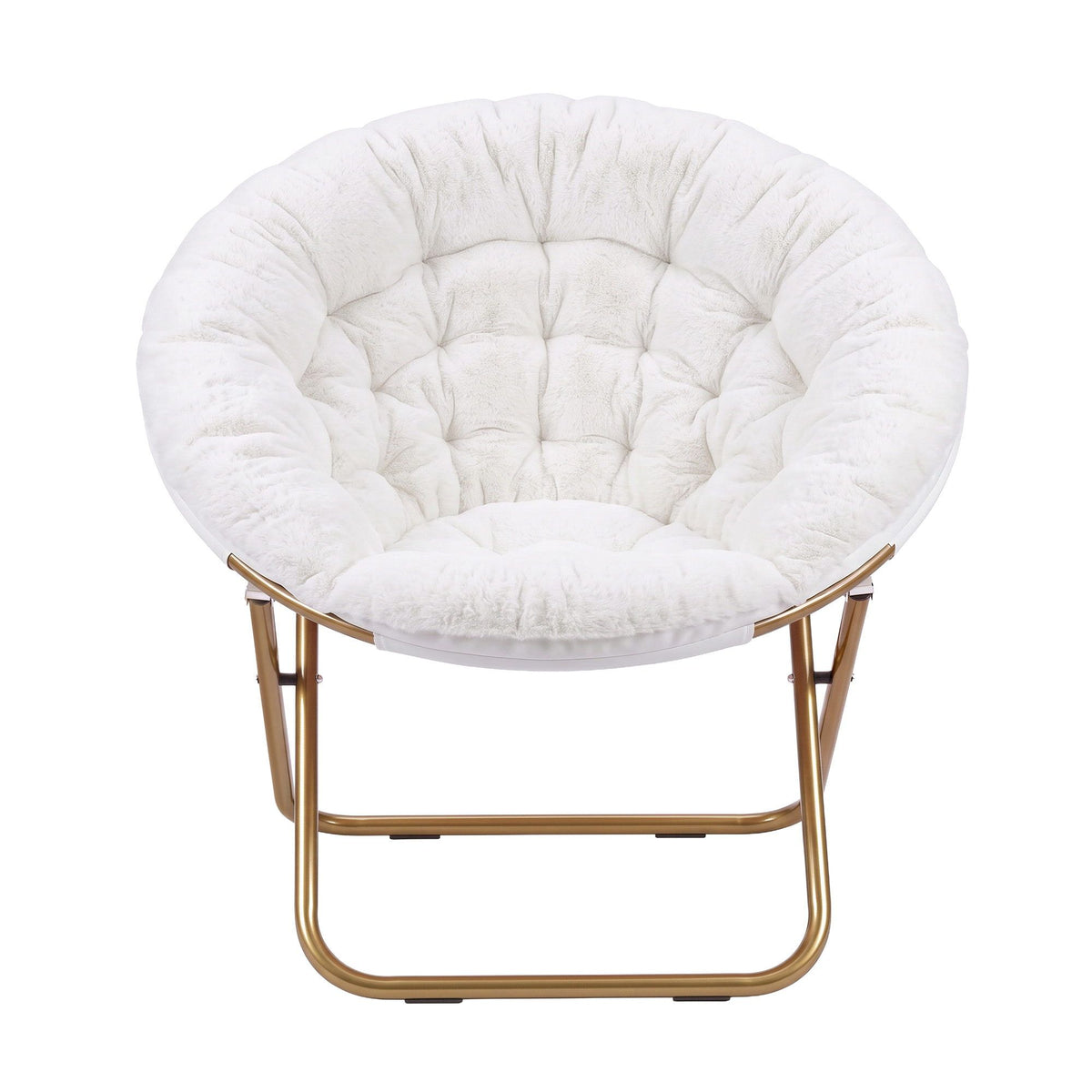 Artiss Cozy Saucer Chair Soft Faux Fur Folding Accent Chair for Bedroom White-Furniture > Bar Stools &amp; Chairs > Arm Chairs &amp; Recliners-PEROZ Accessories