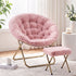 Artiss Comfy Saucer Chair Soft Faux Fur Foldable Accent Chair with Ottoman Pink-Furniture > Bar Stools & Chairs > Arm Chairs & Recliners-PEROZ Accessories