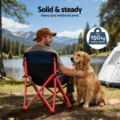 Weisshorn Camping Chair Folding Outdoor Portable Seat Lightweight Beach Picnic Fishing Capacity 120KG Navy Blue-Furniture &gt; Outdoor &gt; Outdoor Chairs-PEROZ Accessories