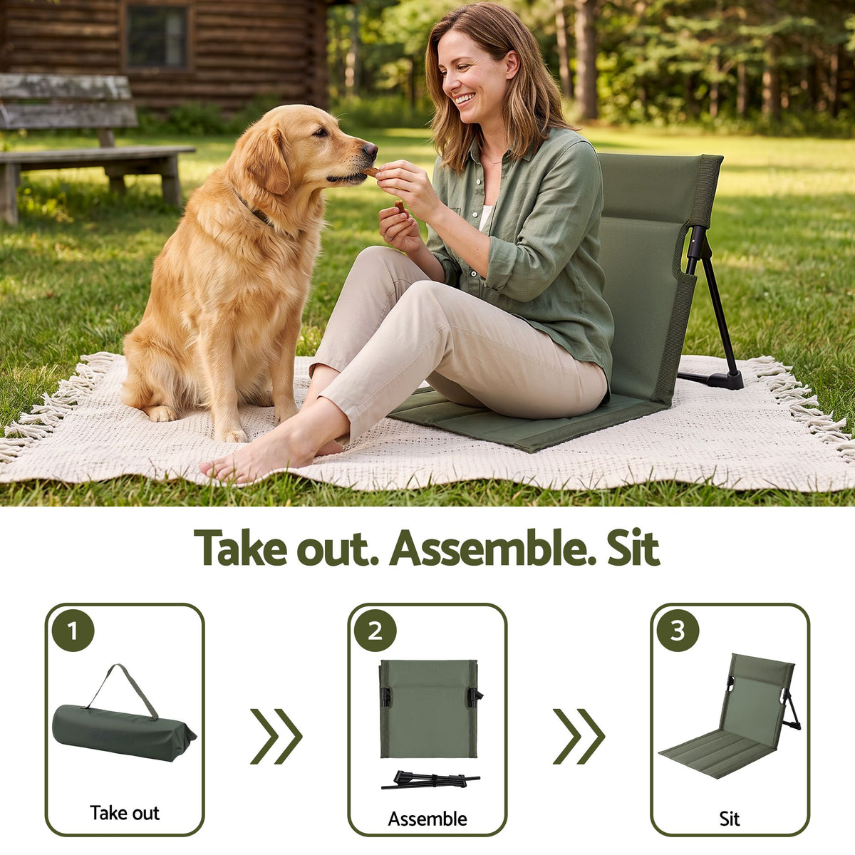 Weisshorn Foldable Camping Chair Oxford Aluminum Alloy Backrest 70kg Green-Outdoor Recreation > Camping > Camp Furniture-PEROZ Accessories