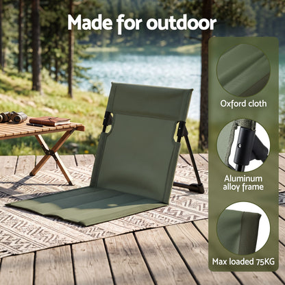 Weisshorn Foldable Camping Chair Oxford Aluminum Alloy Backrest 70kg Green-Outdoor Recreation > Camping > Camp Furniture-PEROZ Accessories