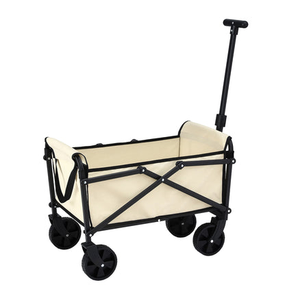 Gardeon Garden Cart Folding Trolley Camping Wagon Barrow Outdoor Beach Beige-Home &amp; Garden > Garden Tools > Spreaders &amp; Wheelbarrows-PEROZ Accessories