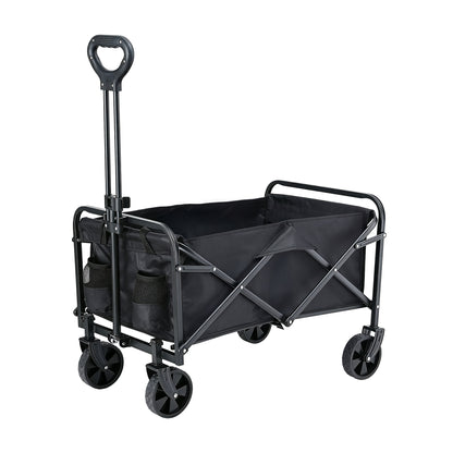 Gardeon Garden Cart Folding Trolley Camping Wagon Barrow Outdoor Beach Black-Home &amp; Garden > Garden Tools > Spreaders &amp; Wheelbarrows-PEROZ Accessories