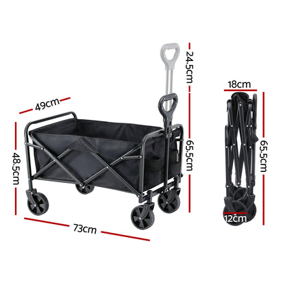 Gardeon Garden Cart Folding Trolley Camping Wagon Barrow Outdoor Beach Black-Home &amp; Garden > Garden Tools > Spreaders &amp; Wheelbarrows-PEROZ Accessories