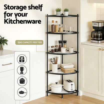 Artiss 5-Tier Kitchen Corner Shelf Rack Stand Microwave Metal Storage Shelves-Appliances > Kitchen Appliances > Kitchen Appliance Accessories-PEROZ Accessories