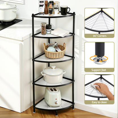 Artiss 5-Tier Kitchen Corner Shelf Rack Stand Microwave Metal Storage Shelves-Appliances > Kitchen Appliances > Kitchen Appliance Accessories-PEROZ Accessories