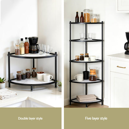 Artiss 5-Tier Kitchen Corner Shelf Rack Stand Microwave Metal Storage Shelves-Appliances > Kitchen Appliances > Kitchen Appliance Accessories-PEROZ Accessories