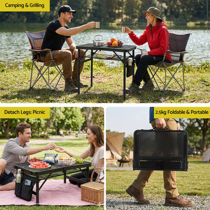 Gardeon BBQ Camp Table, 60*40*56 Portable Foldable Lightweight Grill Outdoor Metal Table 2.5kg-Outdoor Recreation > Camping > Camping Appliances-PEROZ Accessories