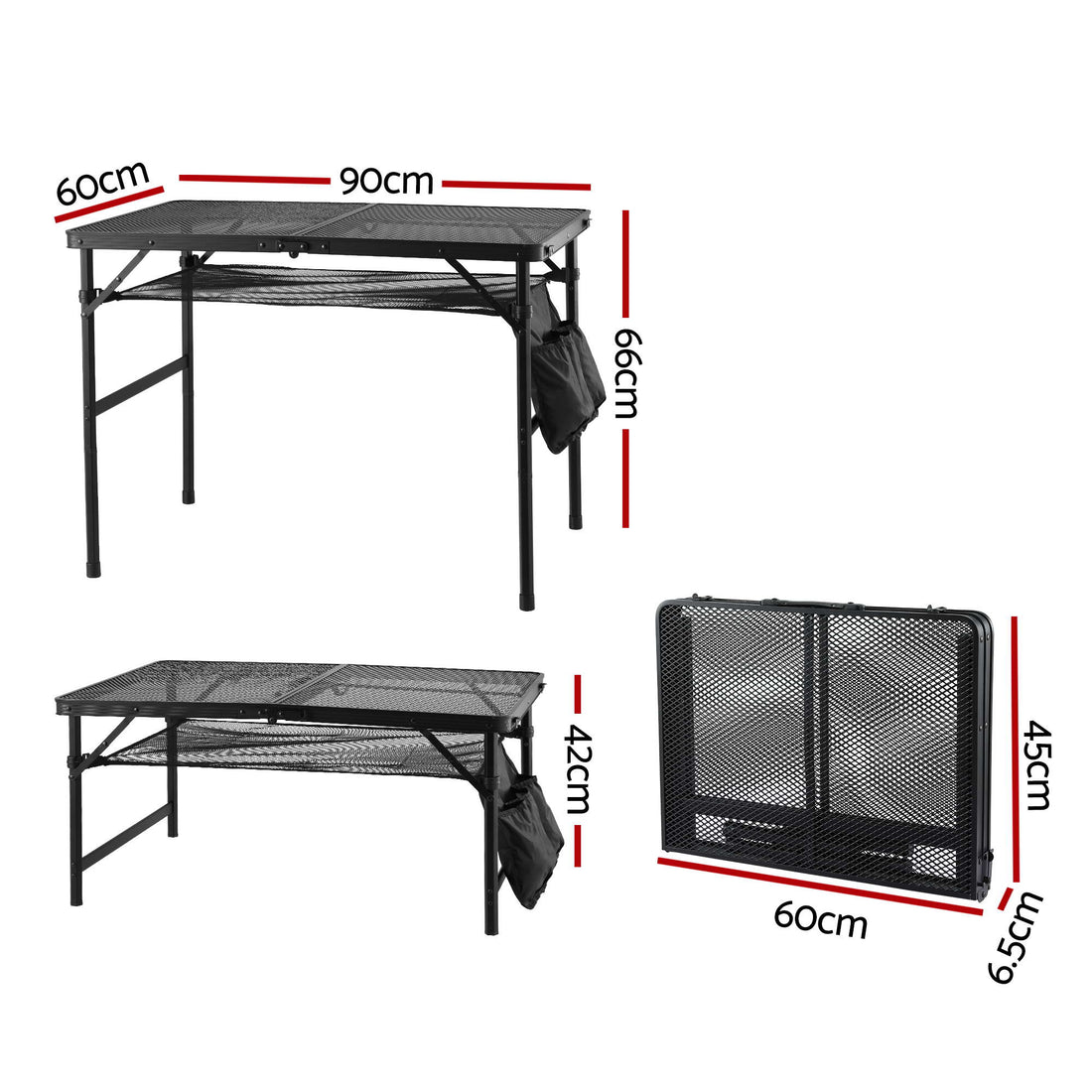 Gardeon BBQ Camp Table, 90*60*66 Portable Foldable Lightweight Grill Outdoor Metal Table 3.9kg-Outdoor Recreation > Camping > Camping Appliances-PEROZ Accessories