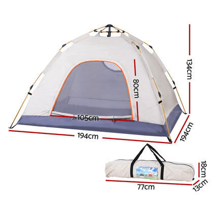 Weisshorn Camping Tent Instant Tent Pop up 2 Person Outdoor Hiking Tents Hiking Beige-Outdoor Recreation > Camping > Tents-PEROZ Accessories