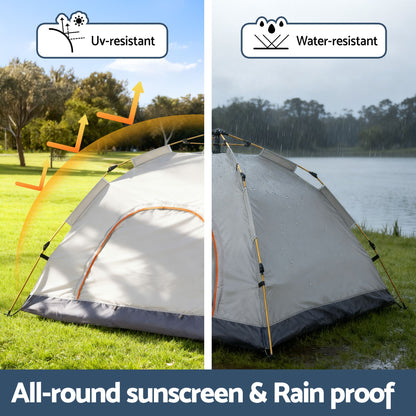 Weisshorn Camping Tent Instant Tent Pop up 2 Person Outdoor Hiking Tents Hiking Beige-Outdoor Recreation > Camping > Tents-PEROZ Accessories