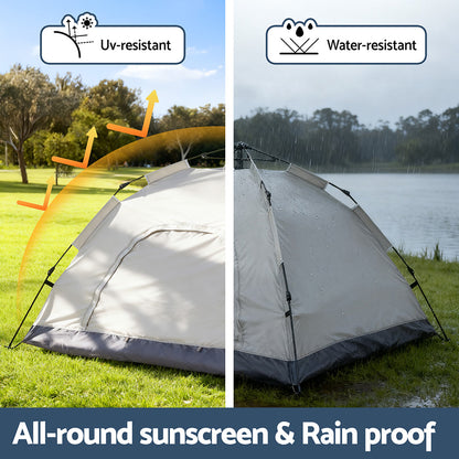 Weisshorn Camping Tent Instant Tent Pop up 2 Person Outdoor Hiking Tents Hiking Beige-Outdoor Recreation &gt; Camping &gt; Tents-PEROZ Accessories