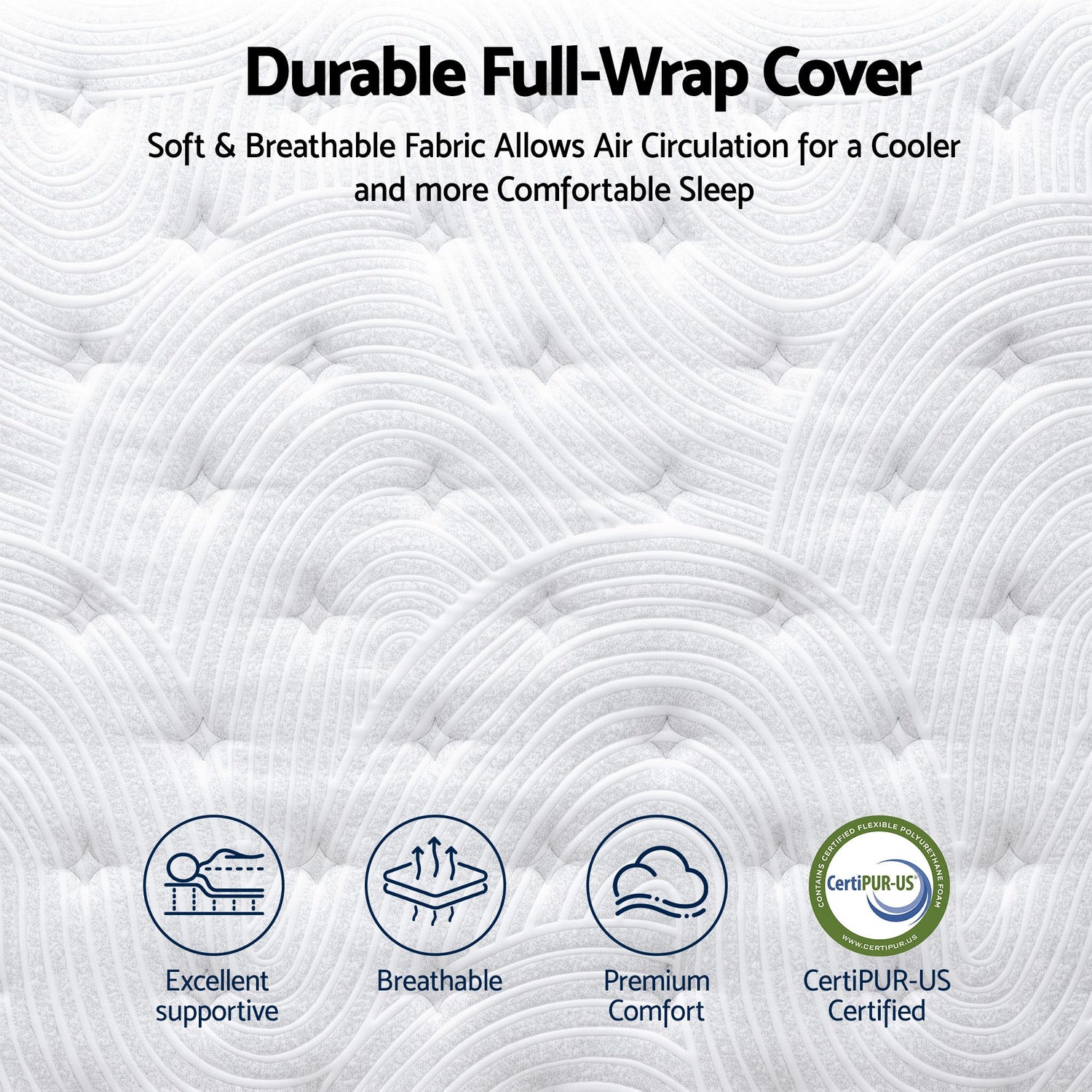 RoomSense Double 34cm Medium Soft Gel Mattress Bundle, Oatmeal Bed Frame