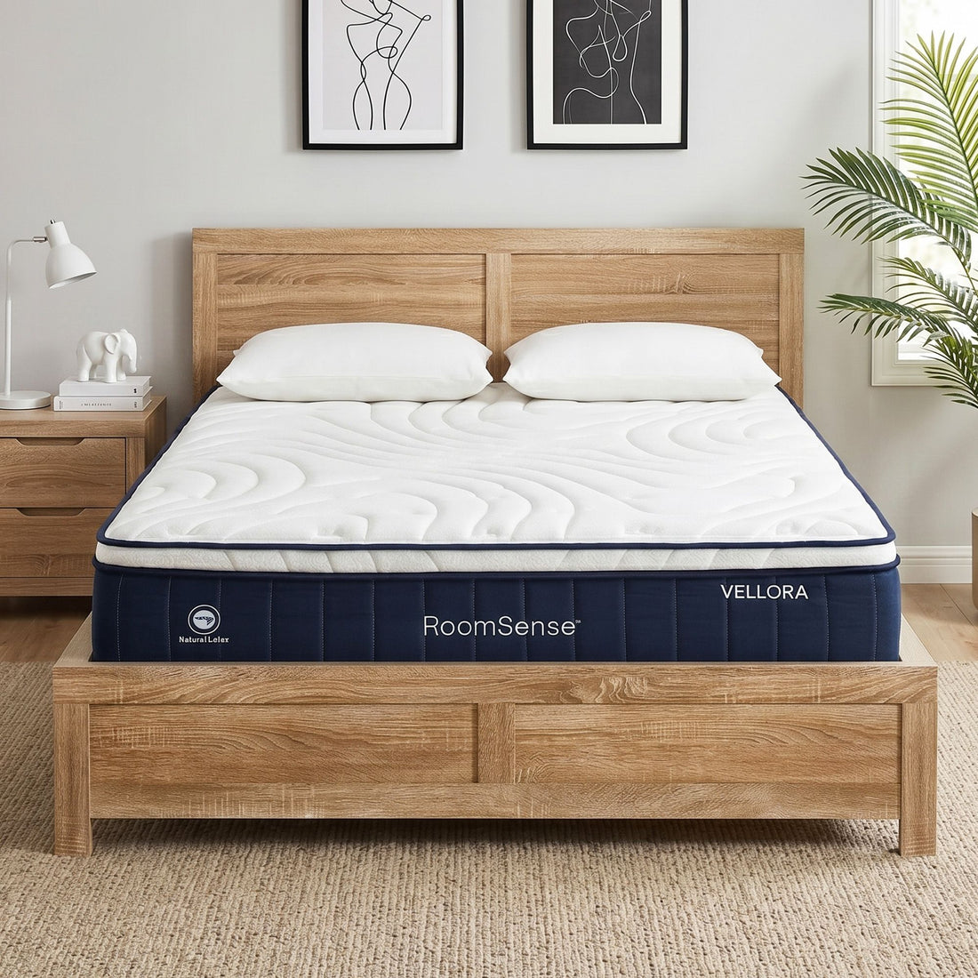 RoomSense Double 30cm Latex Mattress Medium Firm Bundle, Pine Bed Frame-Furniture > Bedroom > Beds &amp; Bed Frames-PEROZ Accessories
