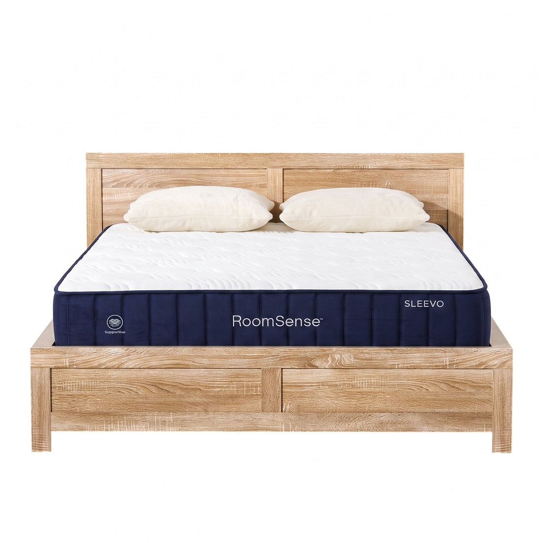 RoomSense Queen 26cm Firm Mattress Bundle with Oatmeal Wooden Bed Frame-Furniture > Bedroom > Beds &amp; Bed Frames-PEROZ Accessories