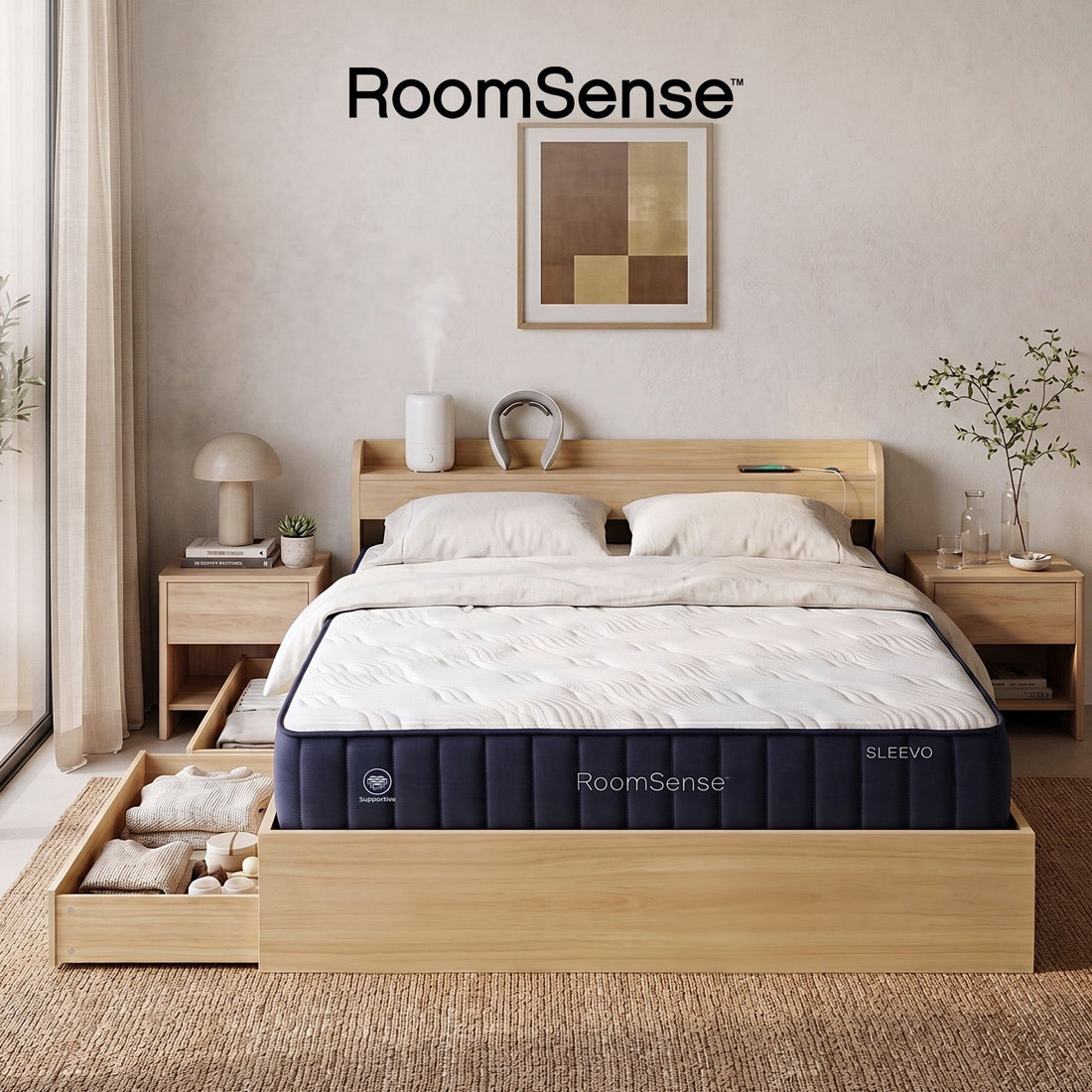 RoomSense Queen Firm Mattress 26cm Bundle with Storage Bed Frame-Furniture > Bedroom > Beds &amp; Bed Frames-PEROZ Accessories