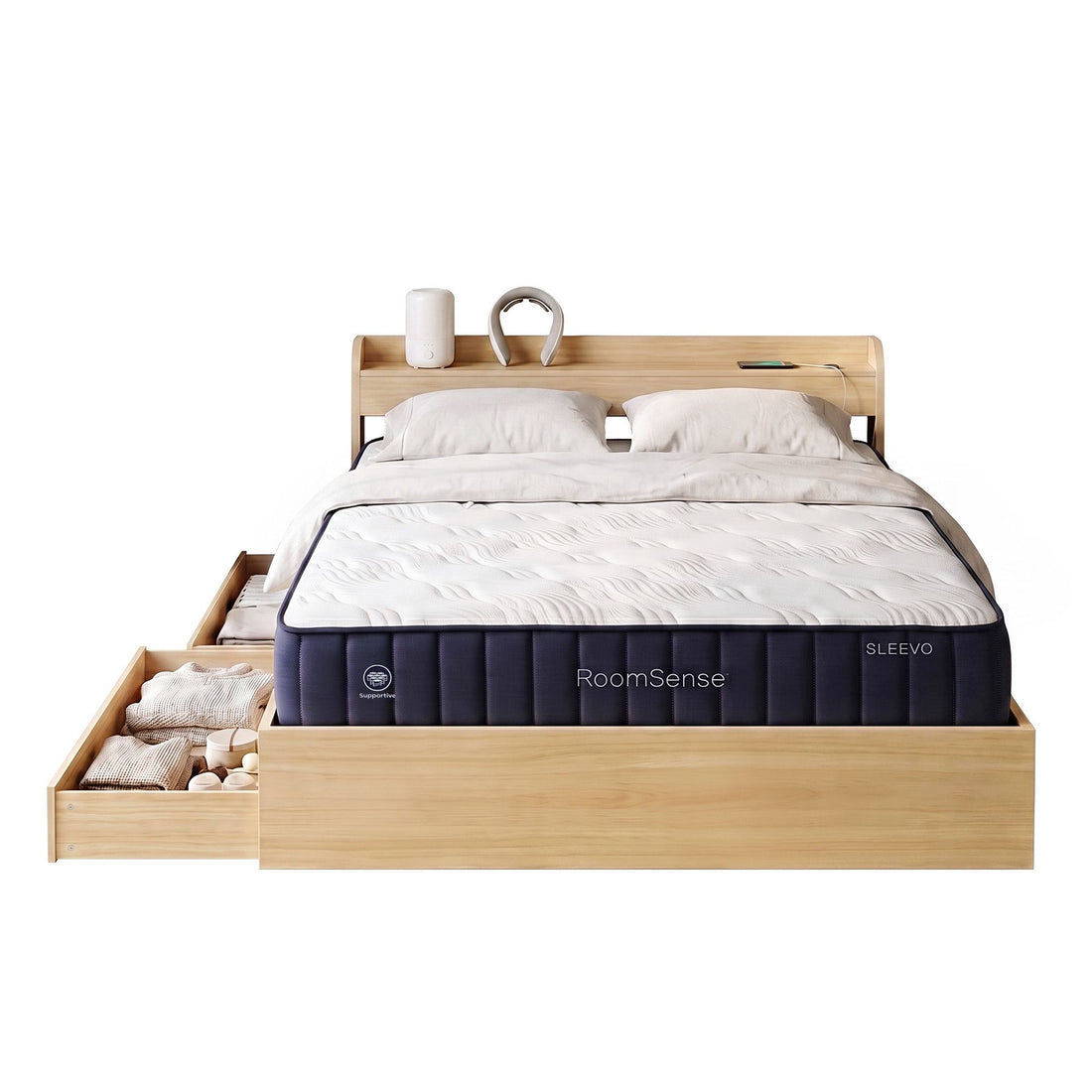 RoomSense Queen Firm Mattress 26cm Bundle with Storage Bed Frame-Furniture > Bedroom > Beds &amp; Bed Frames-PEROZ Accessories