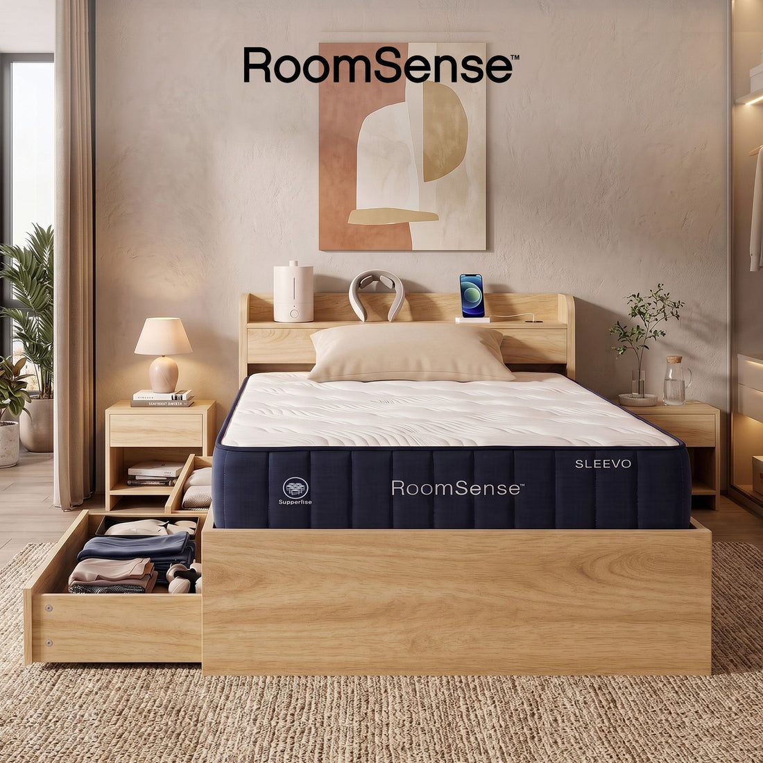 RoomSense Single Firm Mattress 26cm Bundle with Storage Bed Frame-Furniture > Bedroom > Beds &amp; Bed Frames-PEROZ Accessories