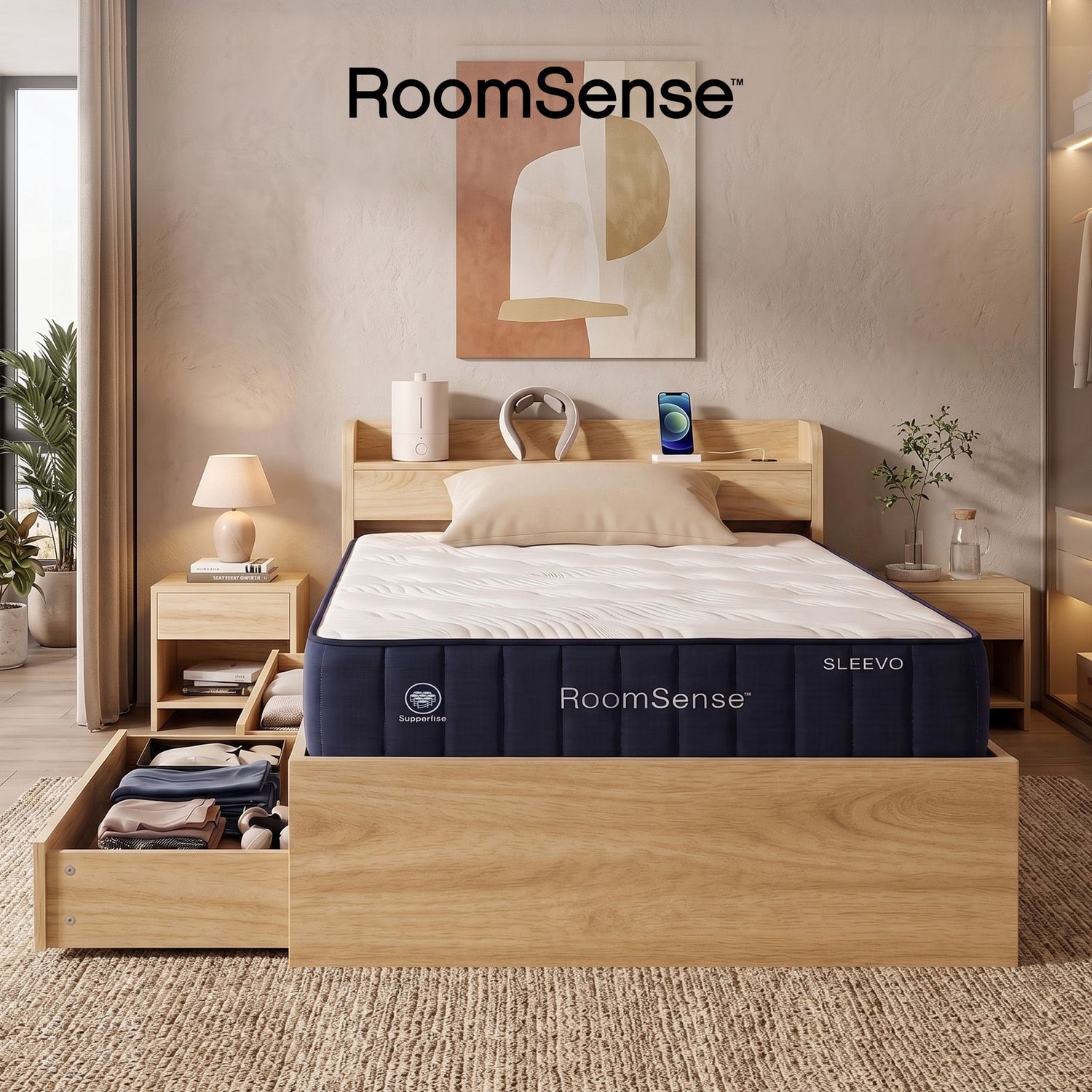 RoomSense Single Firm Mattress 26cm Bundle with Storage Bed Frame