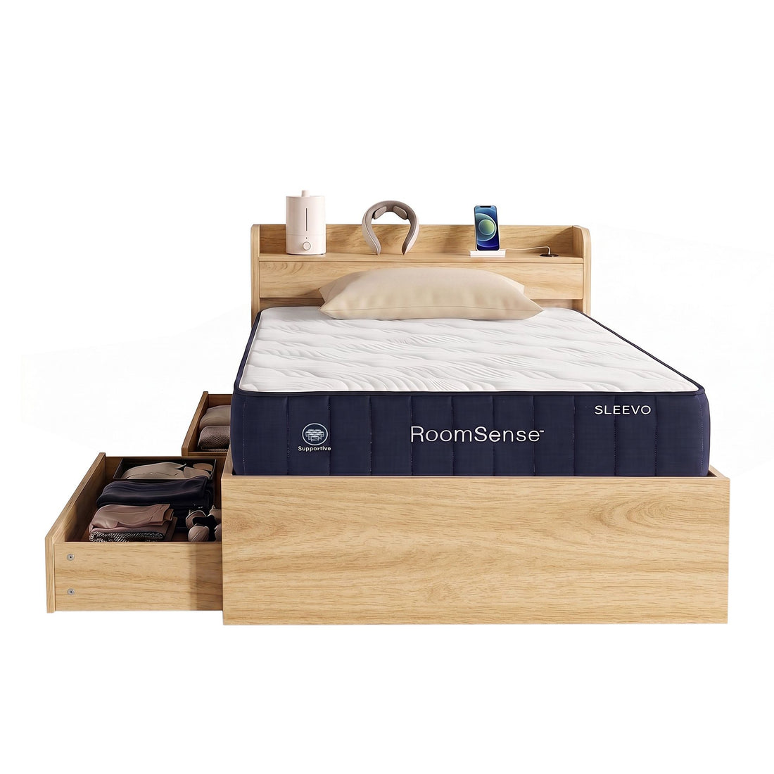 RoomSense Single Firm Mattress 26cm Bundle with Storage Bed Frame-Furniture > Bedroom > Beds &amp; Bed Frames-PEROZ Accessories
