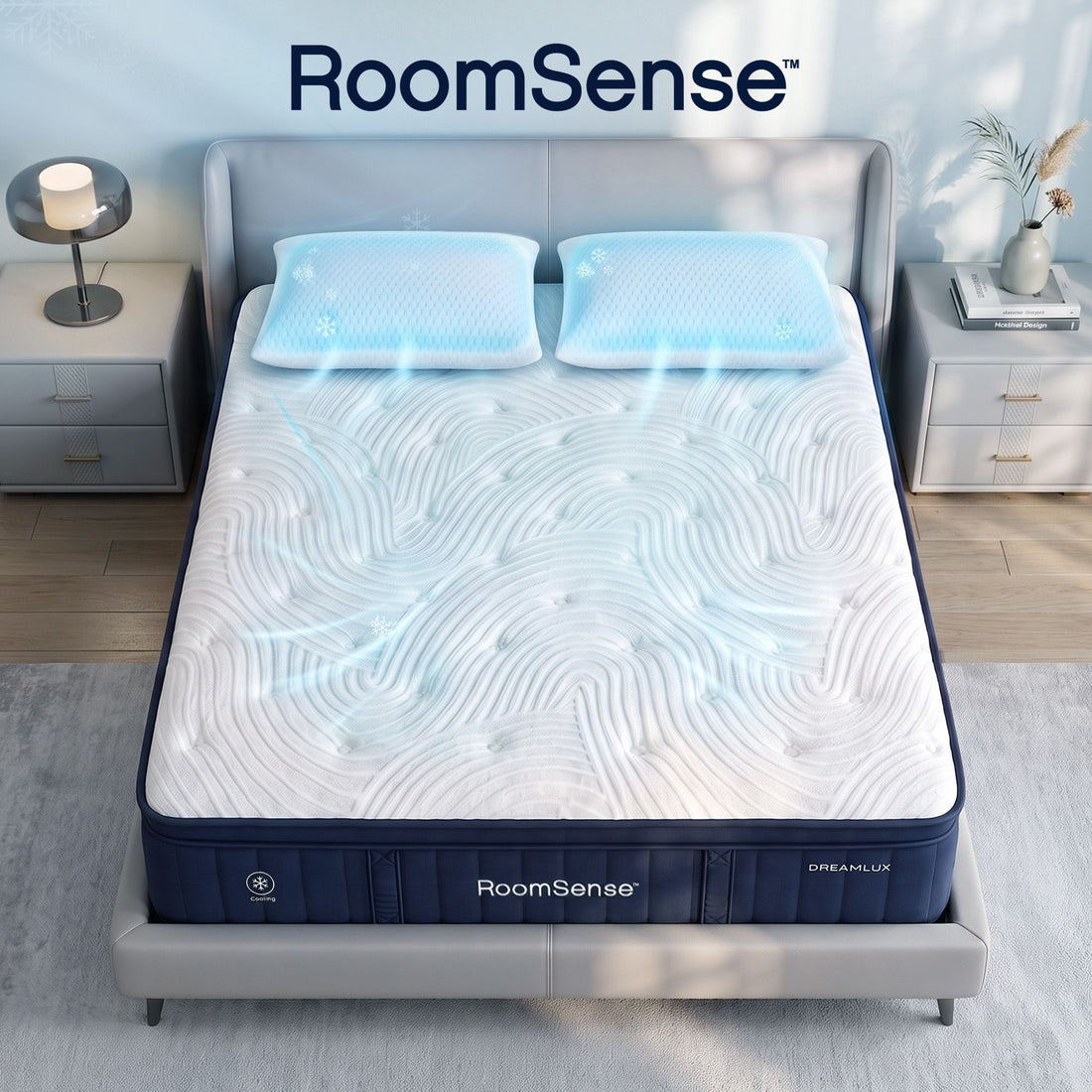 RoomSense Queen 34cm Medium Soft Gel Mattress Bundle with 2 Cooling Pillows-Furniture > Mattresses > Queen Mattress-PEROZ Accessories