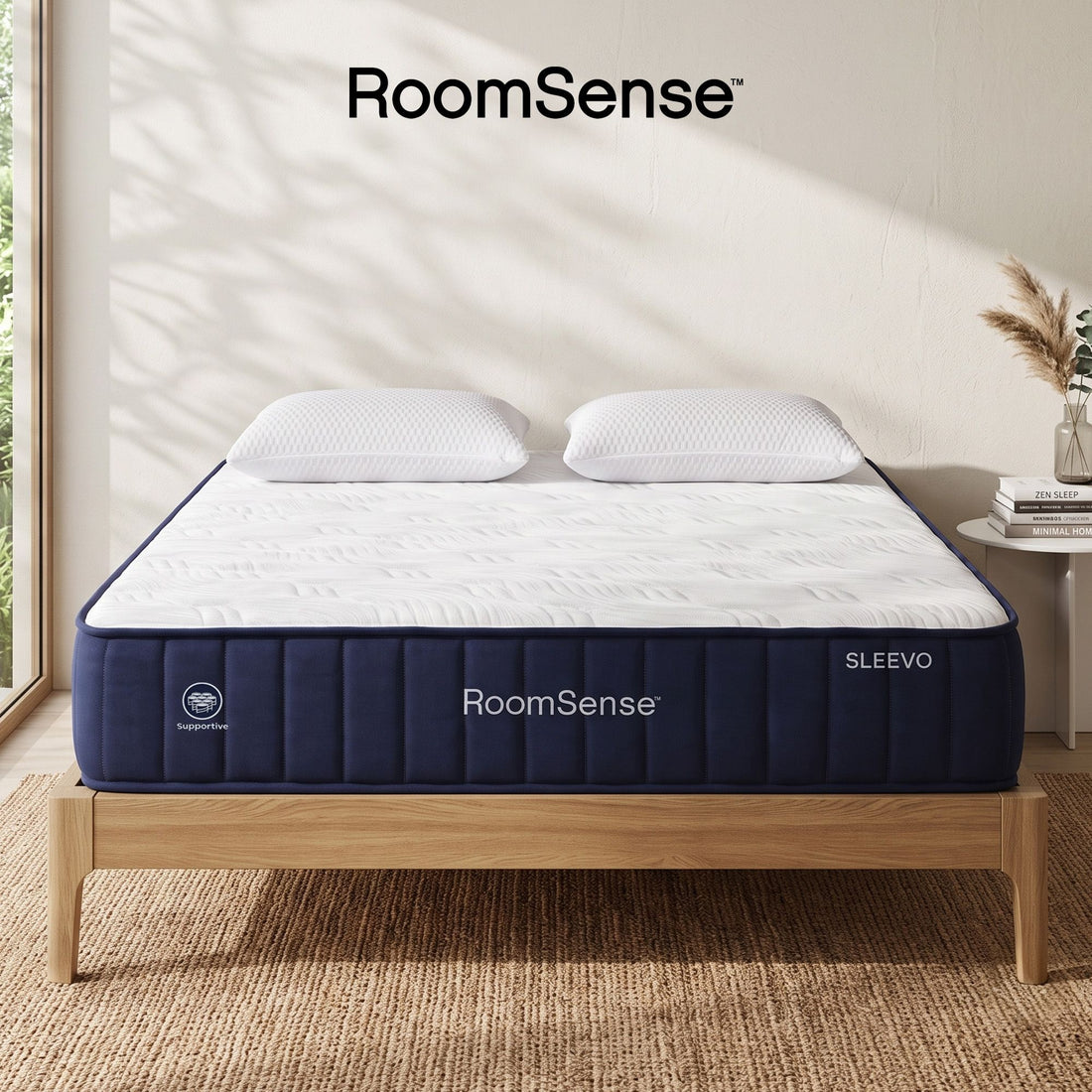 RoomSense Queen 30cm Medium Firm Latex Mattress Bundle with 2 Pillows-Furniture > Mattresses > Queen Mattress-PEROZ Accessories