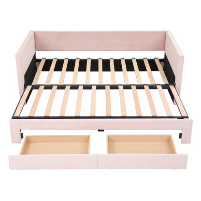 Artiss King Single Extendable Daybed with 2 Storage Drawers and USB, Pink