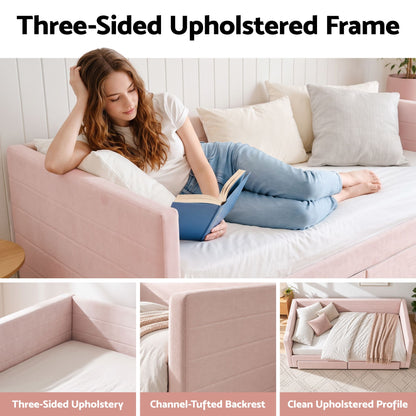 Artiss Single Extendable Daybed with 2 Storage Drawers, Pink