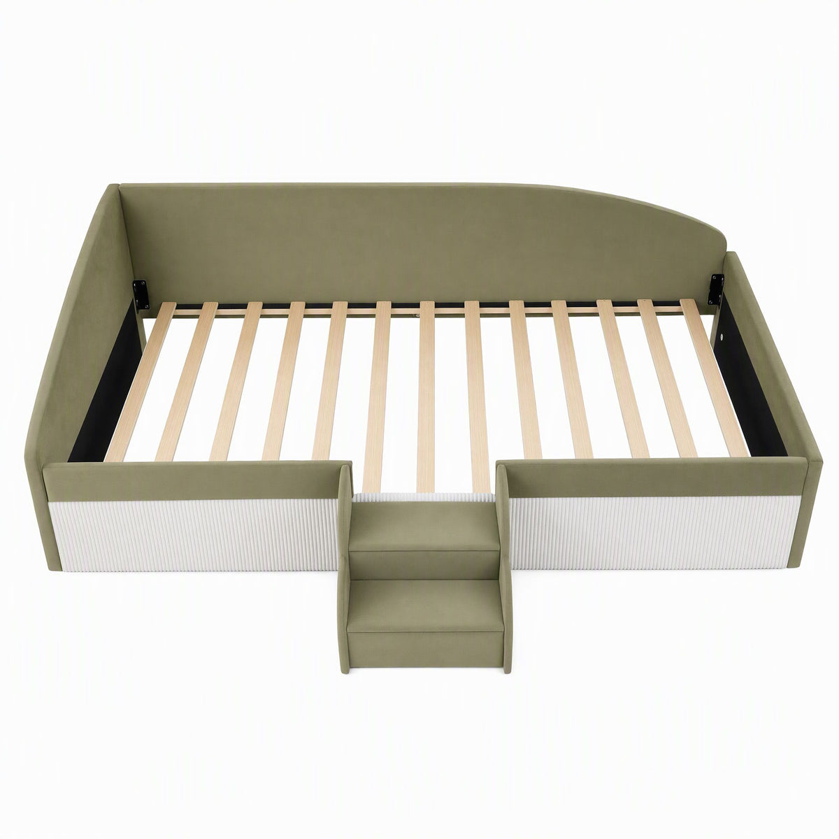 Artiss King Single Upholstered Daybed Sofa Bed with Centre Stairs, Olive-Furniture > Bedroom > Beds &amp; Bed Frames-PEROZ Accessories