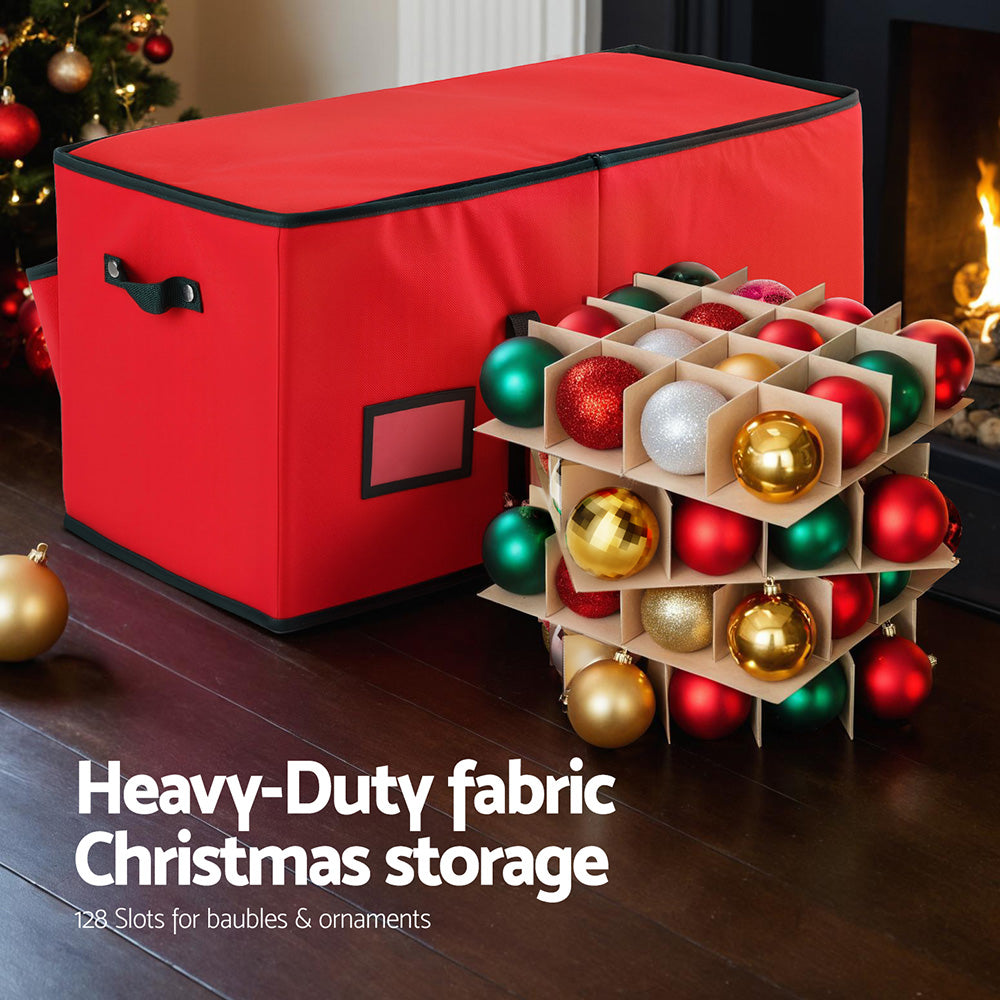 Jingle Jollys Christmas Baubles Storage Box 128 Slots Decor Ornaments Container-Occasions &gt; Christmas &gt; Christmas Decorations-PEROZ Accessories