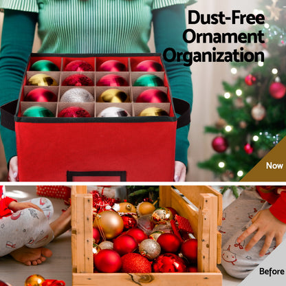 Jingle Jollys Christmas Baubles Storage Box 64 Dividers Xmas Ornaments Container-Occasions &gt; Christmas &gt; Christmas Decorations-PEROZ Accessories